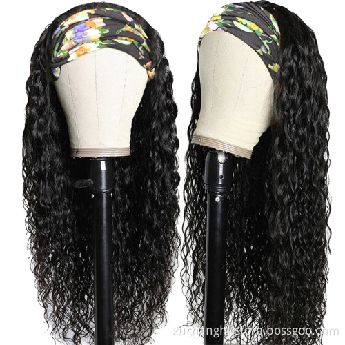 Headband Wigs Wholesale Price Scarf Perruque Bandeau Headband Wigs For Black Women Water Wave Gluess Headband Wigs Human Hair